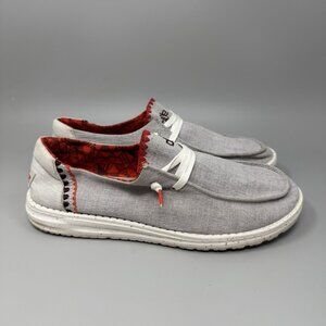 Hey Dude Wendy Fawn Inca Gray Red Slip On Shoes Comfort Loafers Women’s Size 11